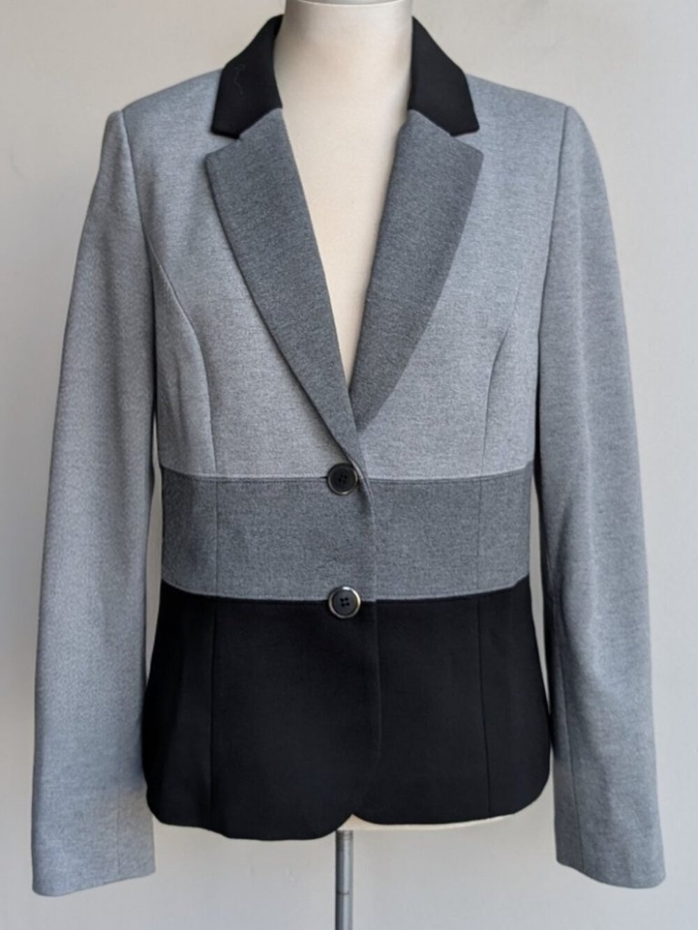 Laura Striped Colourblock Gray Blazer Jacket